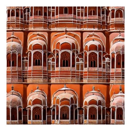 Traditional Rajasthani architecture of a building with intricate carvings and balconies